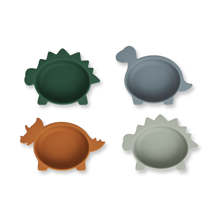 Iggy silicone bowl 4 pieces - Dino blue multi mix - Liewood