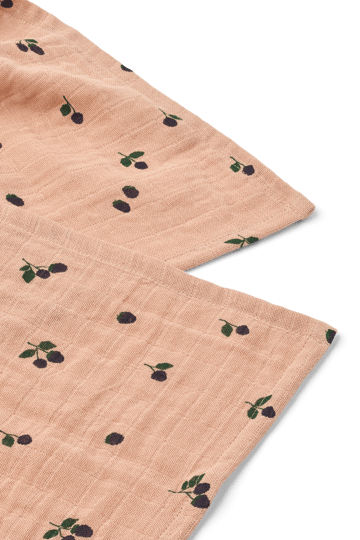 Lewis muslin blanket 2-pack 65x65 cm - Mini Berry-Pale Tuscany - Liewood