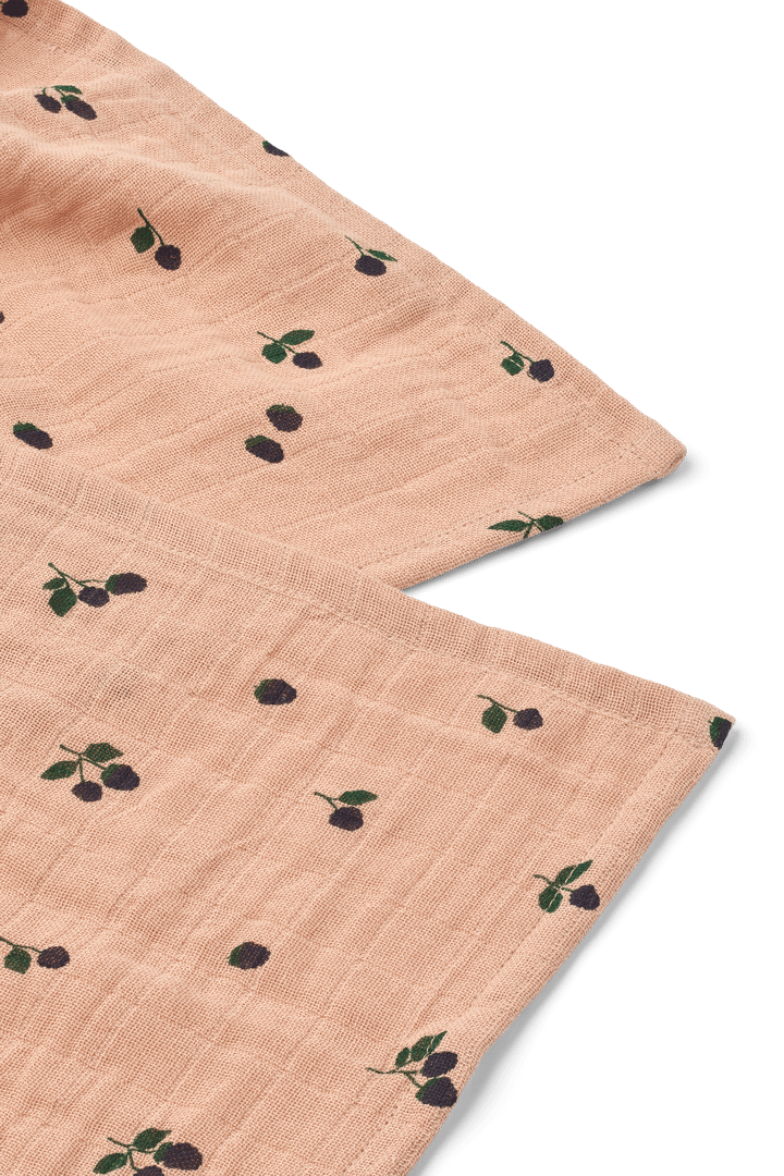 Lewis muslin blanket 2-pack 65x65 cm, Mini Berry-Pale Tuscany Liewood