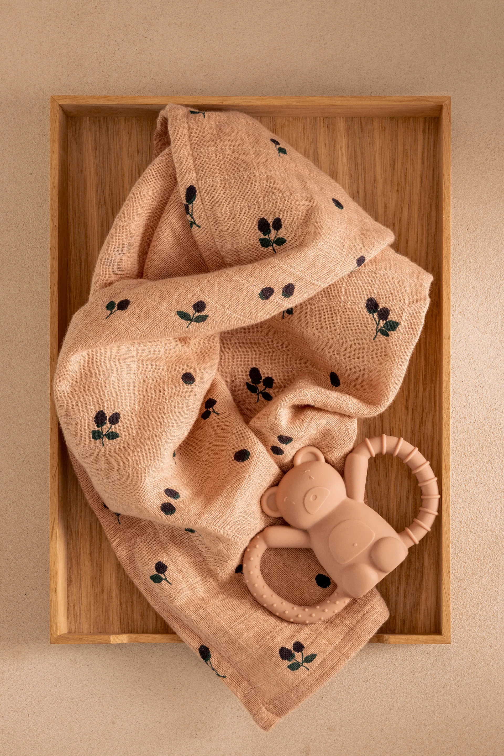 Lewis muslin blanket 2-pack 65x65 cm, Mini Berry-Pale Tuscany Liewood