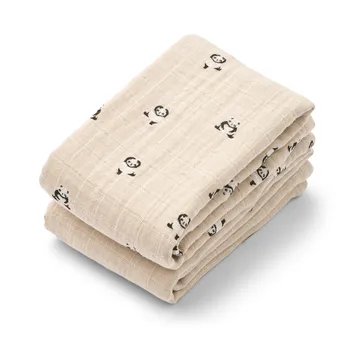Lewis muslin blanket 2-pack 65x65 cm - Mini panda-sandy mix - Liewood