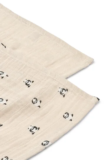 Lewis muslin blanket 2-pack 65x65 cm - Mini panda-sandy mix - Liewood