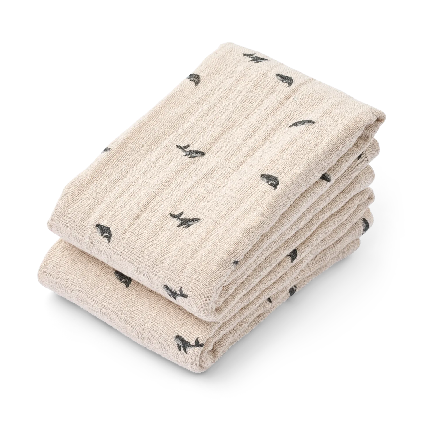 Lewis muslin blanket 2-pack 65x65 cm, Mini whale-Sandy Liewood