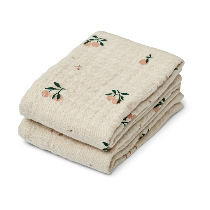 Lewis muslin blanket 2-pack 65x65 cm - Peach-Sea shell mix - Liewood