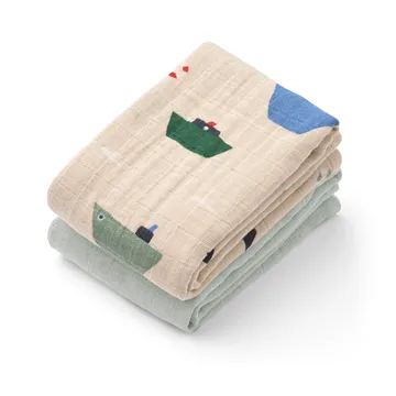 Lewis muslin blanket 2-pack 65x65 cm - Sailing-dove blue mix - Liewood