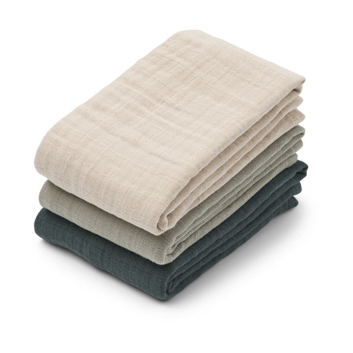 Lewis muslin blanket 3 pieces 65x65 cm - Dove blue mix - Liewood