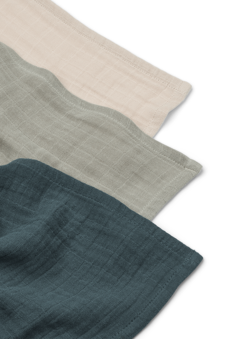 Lewis muslin blanket 3 pieces 65x65 cm, Dove blue mix Liewood