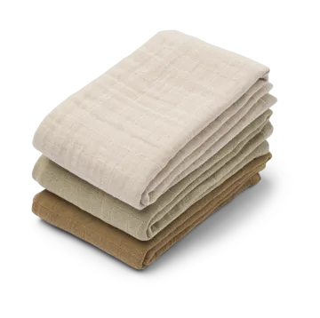 Lewis muslin blanket 3 pieces 65x65 cm - Sandy mix - Liewood