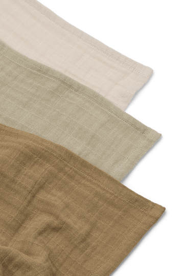 Lewis muslin blanket 3 pieces 65x65 cm - Sandy mix - Liewood