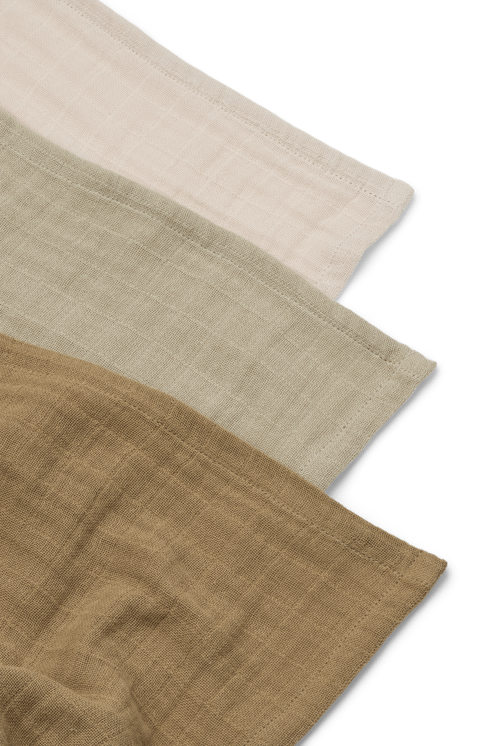 Lewis muslin blanket 3 pieces 65x65 cm, Sandy mix Liewood