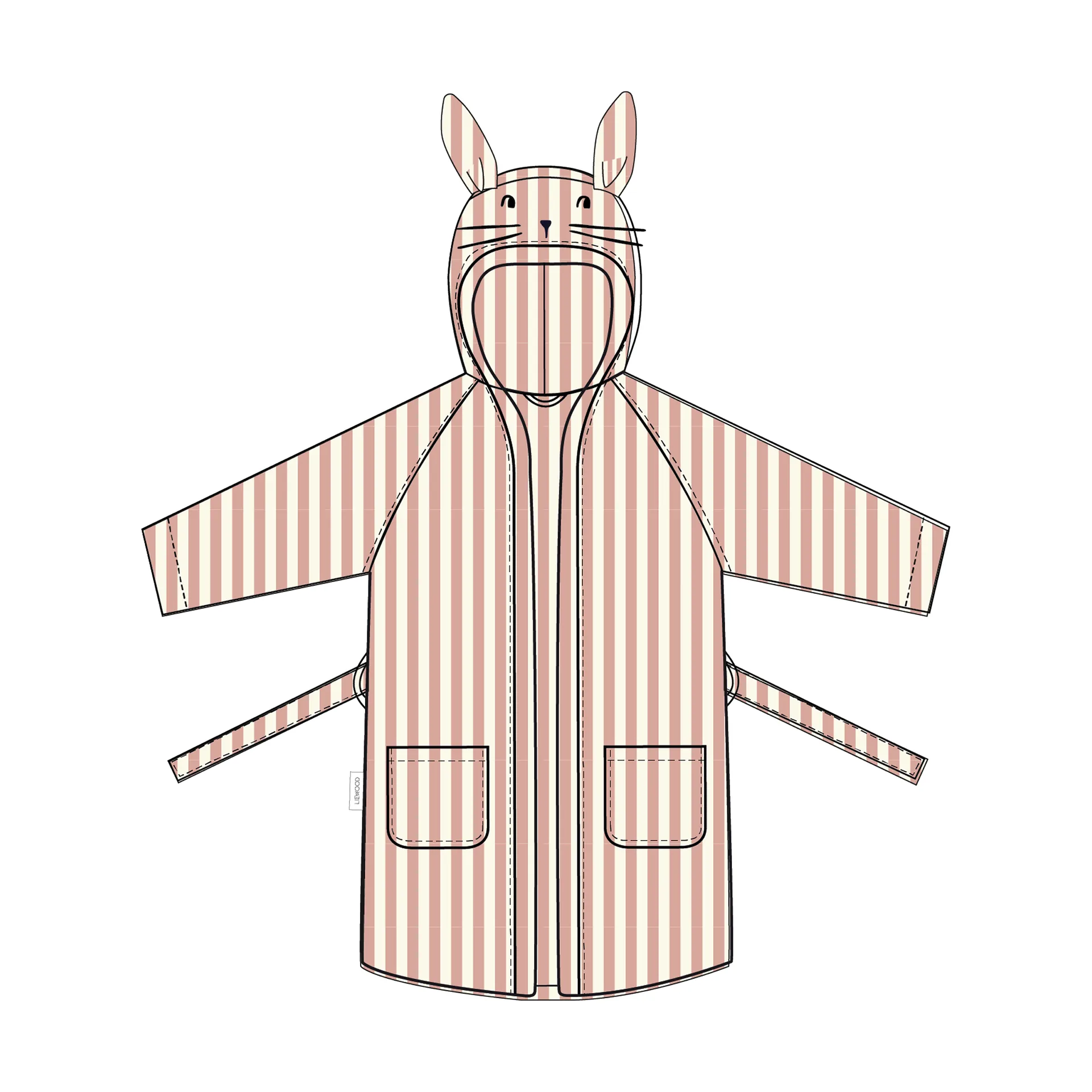Lily bathrobe coral blush creme de la creme stripe, 1–2 years Liewood