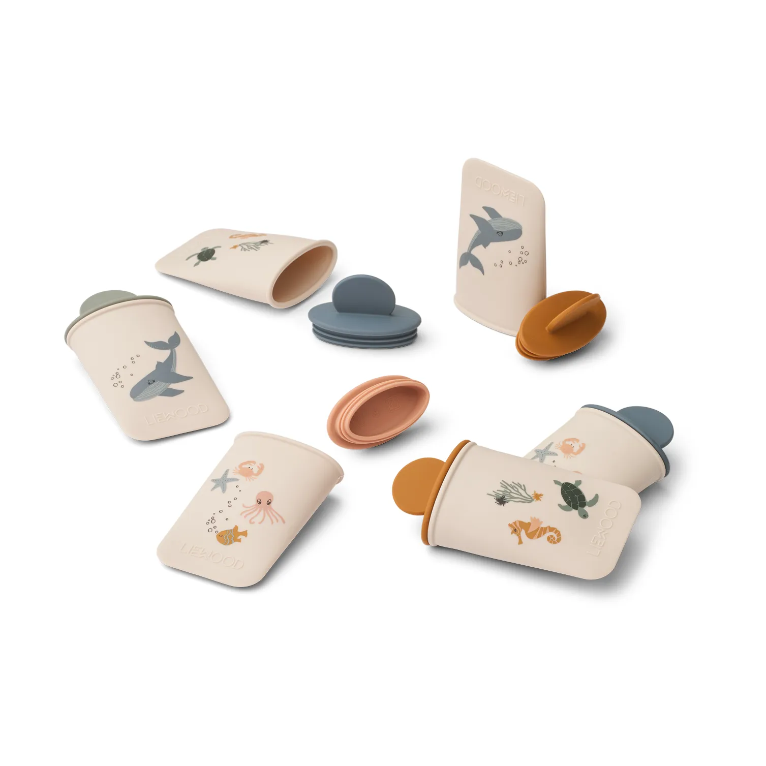 Malik printed mini ice lolly molds, 12 pieces, Sea creature-sandy Liewood