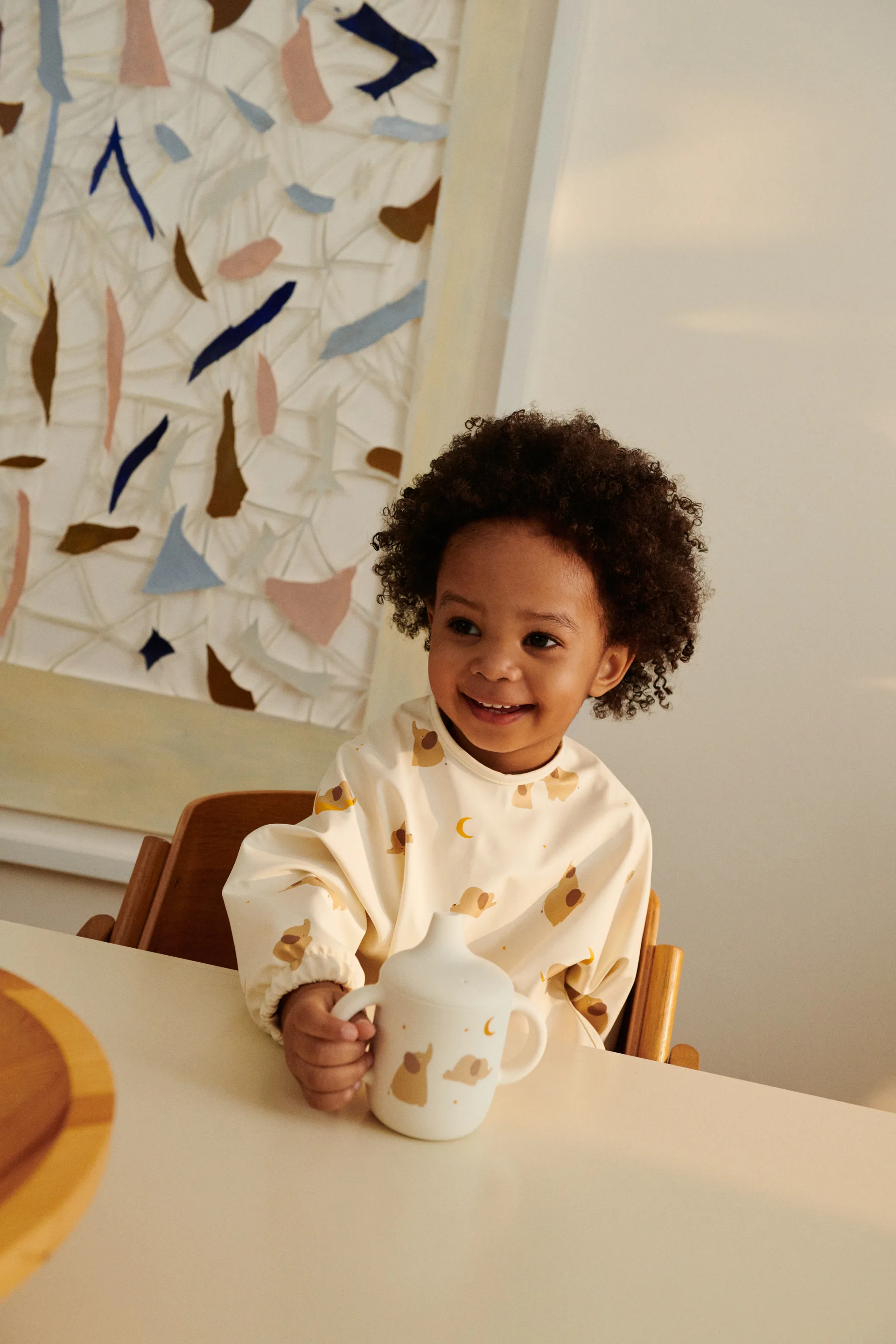 Merle bib with sleeve, Elephant-Creme de la creme Liewood