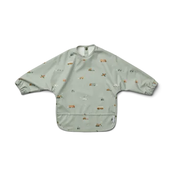 Merle bib with sleeve - Vehicles-dove blue mix - Liewood