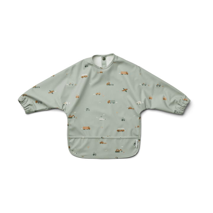 Merle bib with sleeve - Vehicles-dove blue mix - Liewood