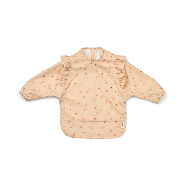 Merle ruffle bib with sleeves - Mini Butterfly-apple blossom - Liewood