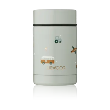 Nadja food thermos 0.25 L - Vehicles-dove blue mix - Liewood