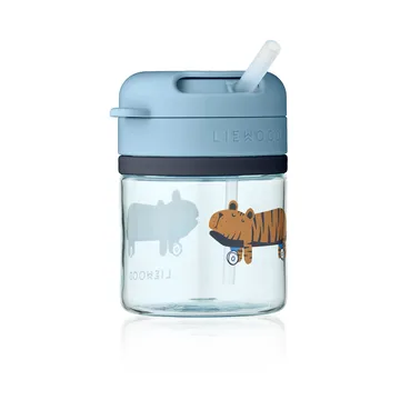 Pavia mug with straw 28 cl - Fun-beach blue - Liewood