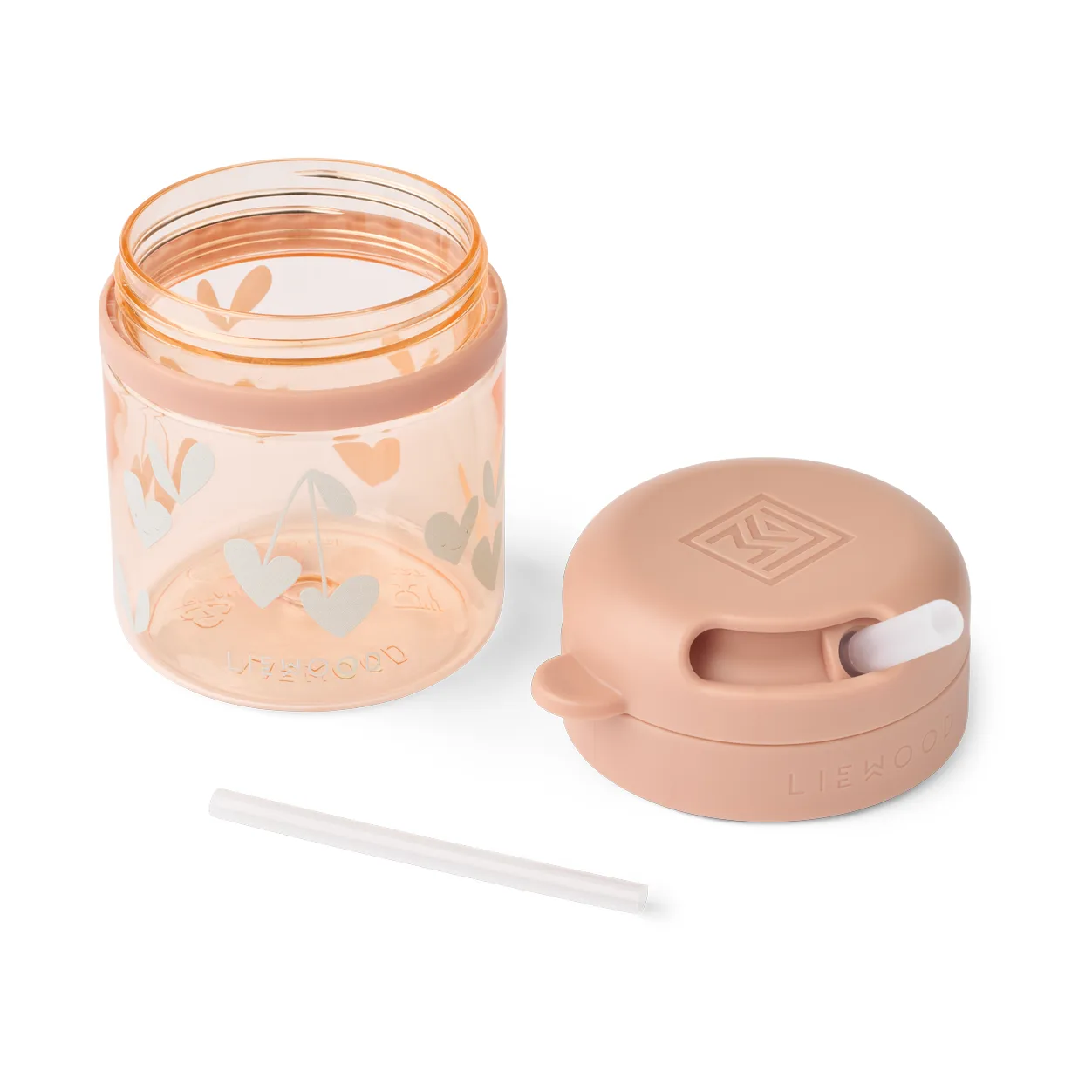 Pavia mug with straw 28 cl, Sweethearts-pale tuscany Liewood