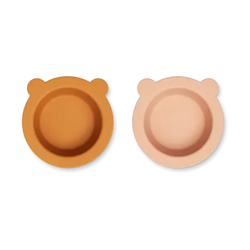 Peony bowl with suction cup Ø16 cm 2 pieces - Mustard-tuscany rose mix - Liewood