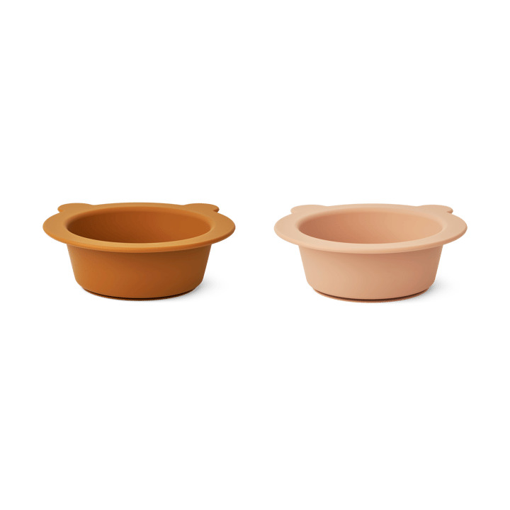 Peony bowl with suction cup Ø16 cm 2 pieces, Mustard-tuscany rose mix Liewood