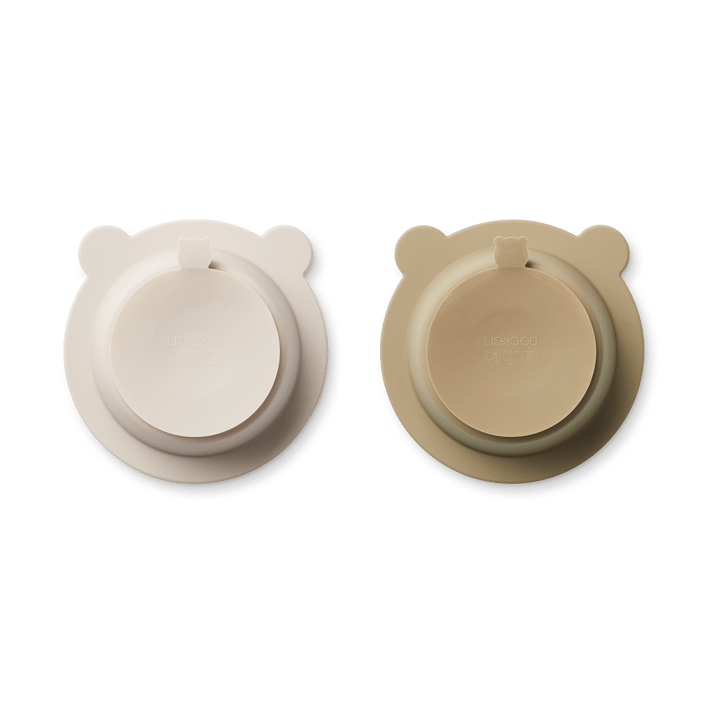 Peony bowl with suction cup Ø16 cm 2 pieces, Sandy-Oat Liewood