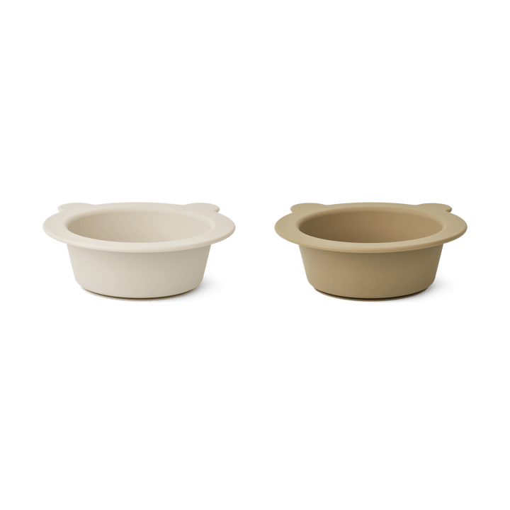 Peony bowl with suction cup Ø16 cm 2 pieces, Sandy-Oat Liewood