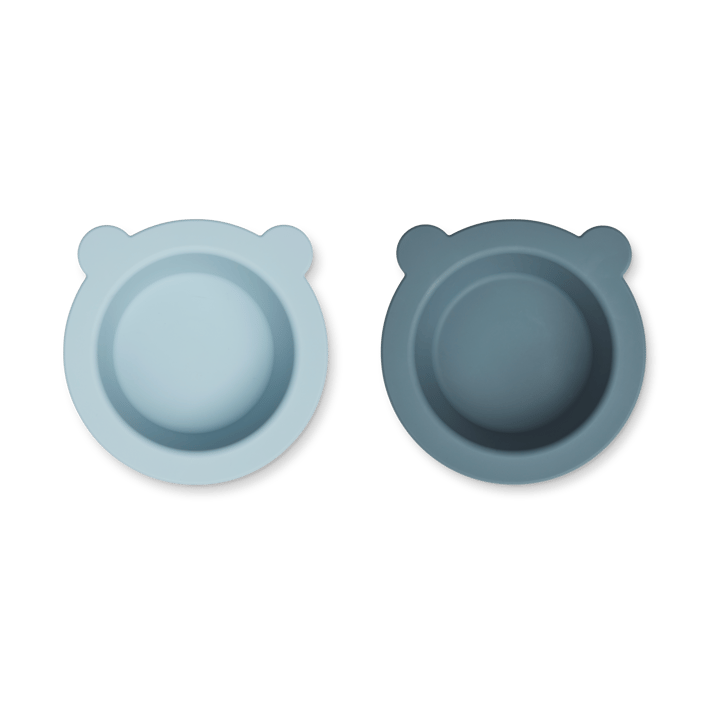 Peony bowl with suction cup Ø16 cm 2 pieces - Sea blue-Whale blue - Liewood