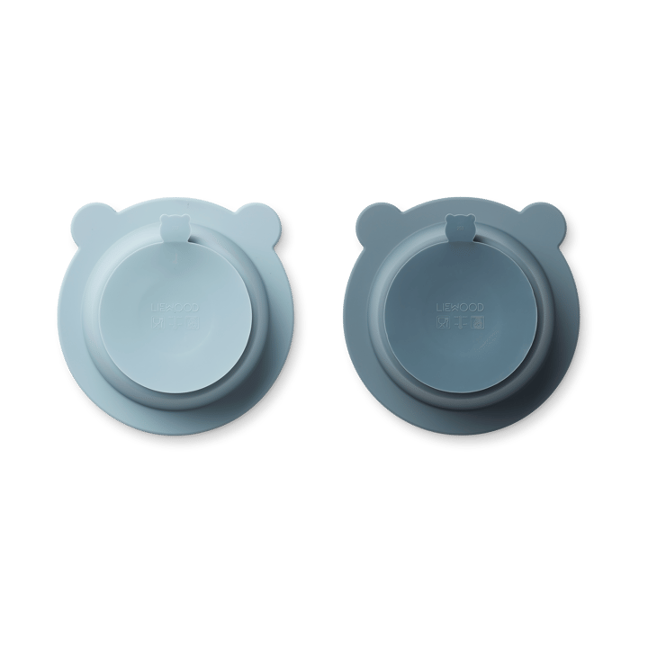 Peony bowl with suction cup Ø16 cm 2 pieces, Sea blue-Whale blue Liewood