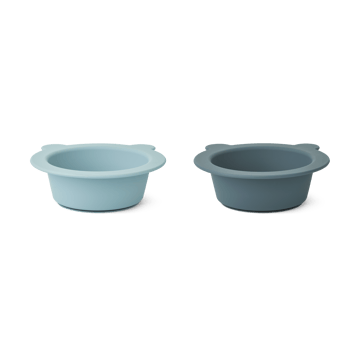 Peony bowl with suction cup Ø16 cm 2 pieces - Sea blue-Whale blue - Liewood