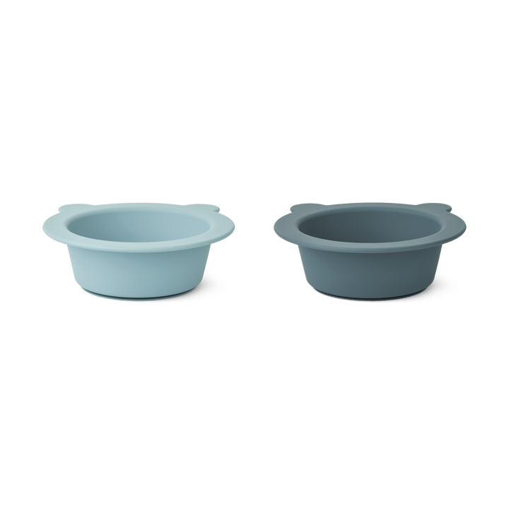 Peony bowl with suction cup Ø16 cm 2 pieces, Sea blue-Whale blue Liewood
