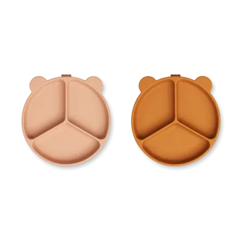 Stacy divided children's plate 2-pack - Mustard-tuscany rose mix - Liewood