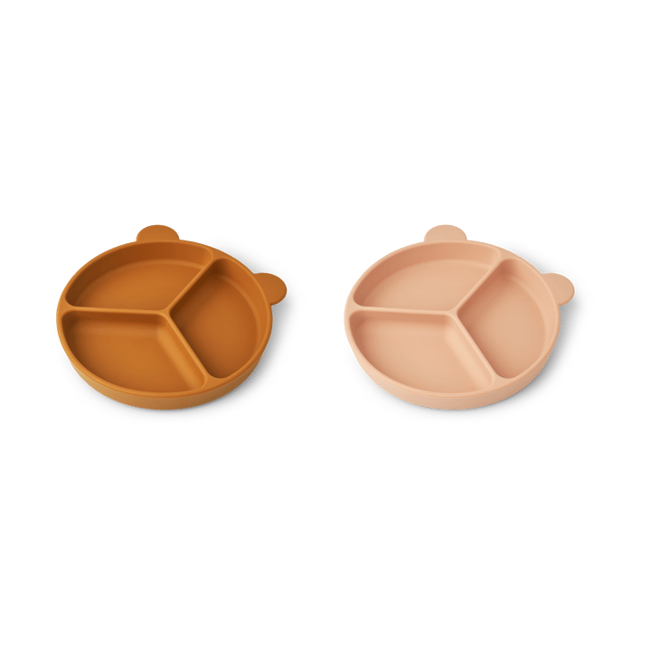 Stacy divided children's plate 2-pack, Mustard-tuscany rose mix Liewood