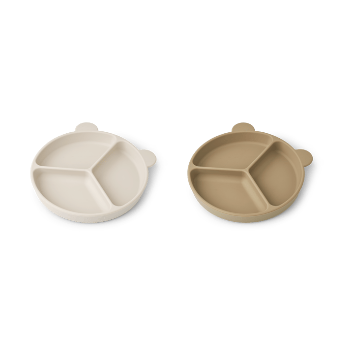 Stacy divided children's plate 2-pack, Sandy-Oat Liewood