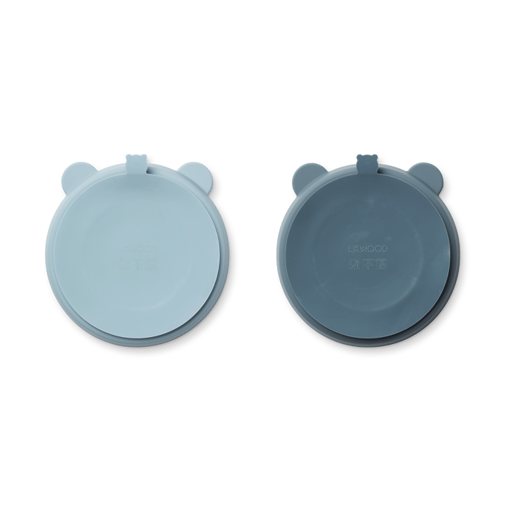 Stacy divided children's plate 2-pack, Sea blue-Whale blue Liewood