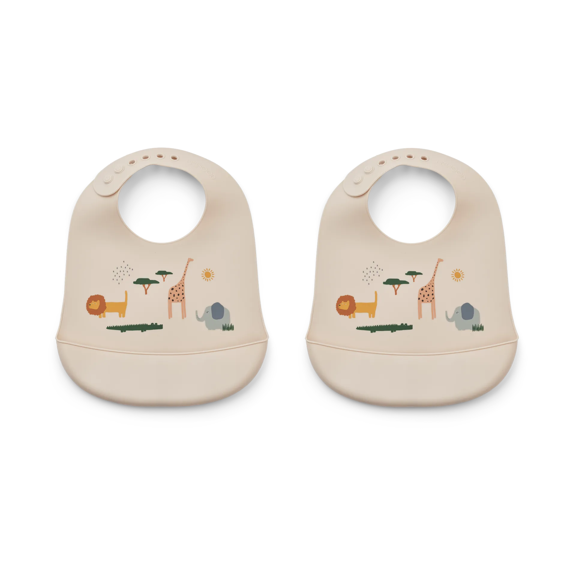 Tilda bib silicone 2-pack, Safari sandy mix Liewood