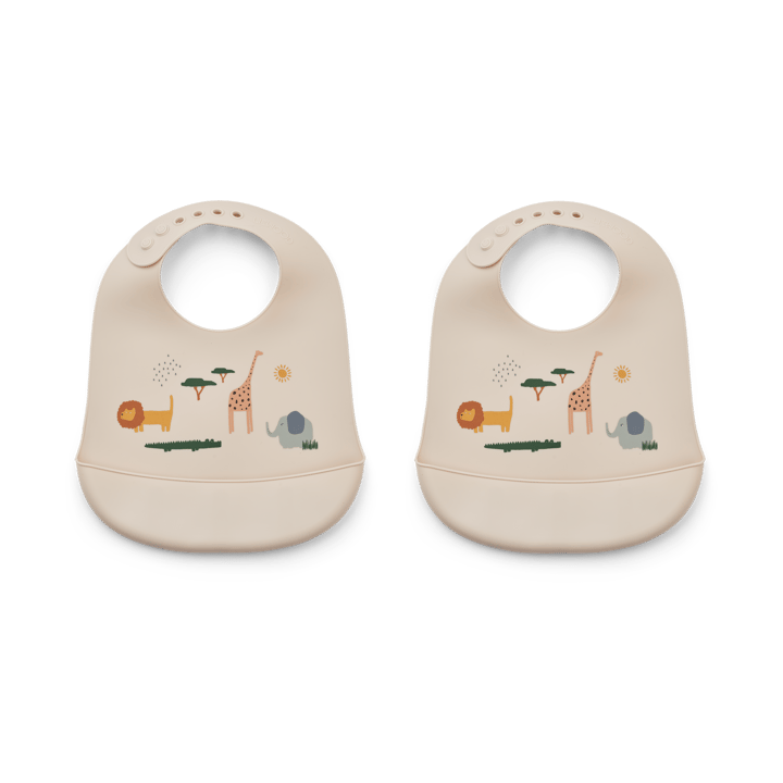 Tilda bib silicone 2-pack - Safari sandy mix - Liewood