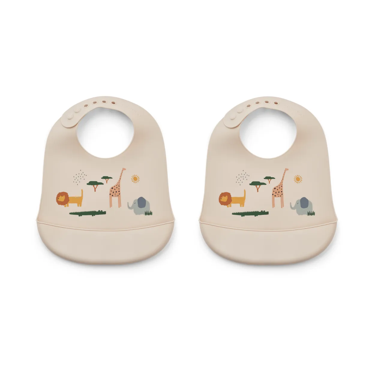 Liewood Tilda bib silicone 2-pack Safari sandy mix | Scandinavian Design | Other kitchen utensils | Beige