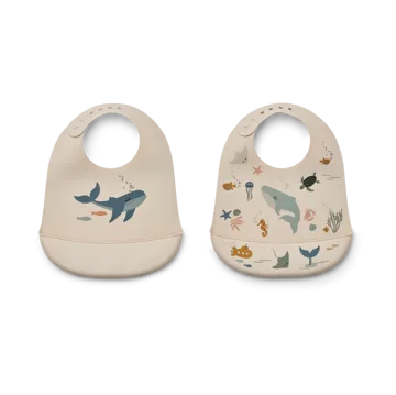 Tilda bib silicone 2-pack - Sea creature-Sandy - Liewood