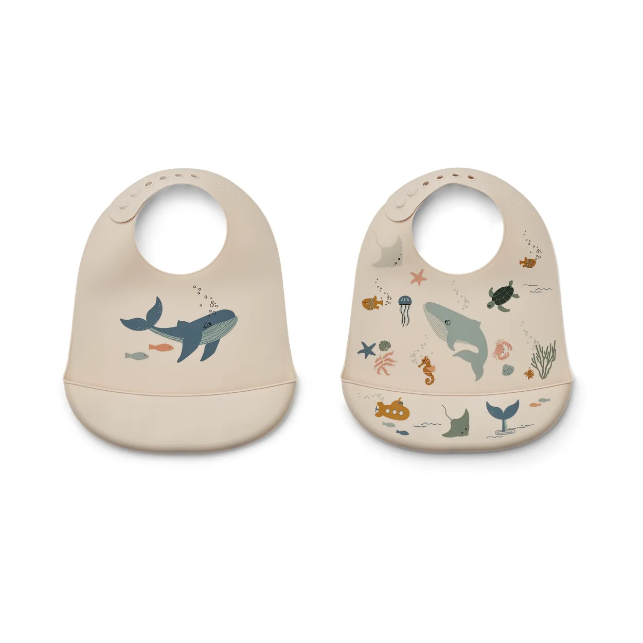 Liewood Tilda bib silicone 2-pack Sea creature-Sandy