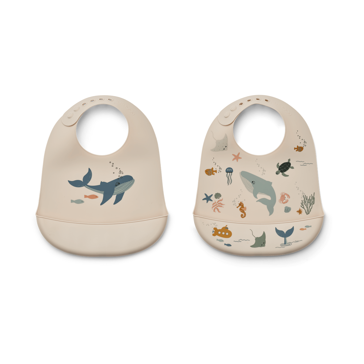 Liewood Tilda bib silicone 2-pack Sea creature-Sandy