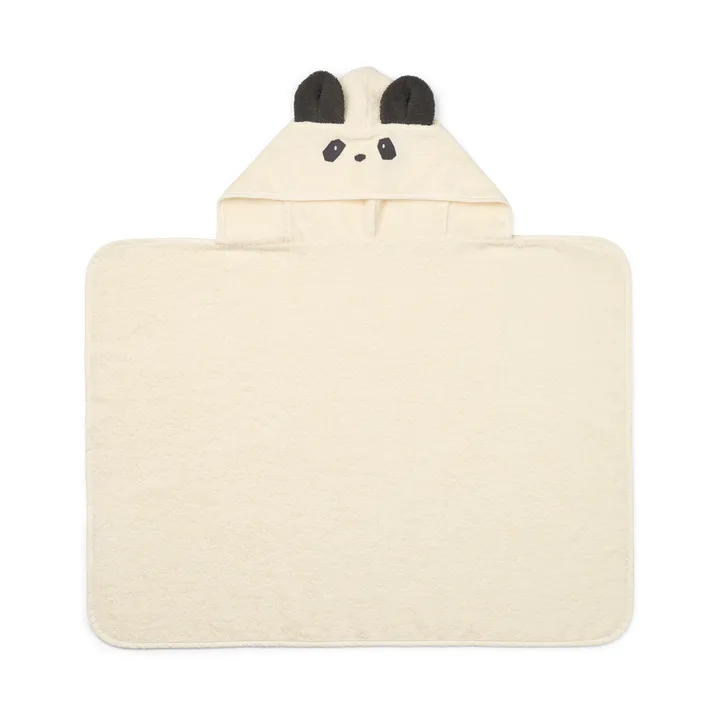 Vilas Panda hooded towel - Crème de la crème - Liewood