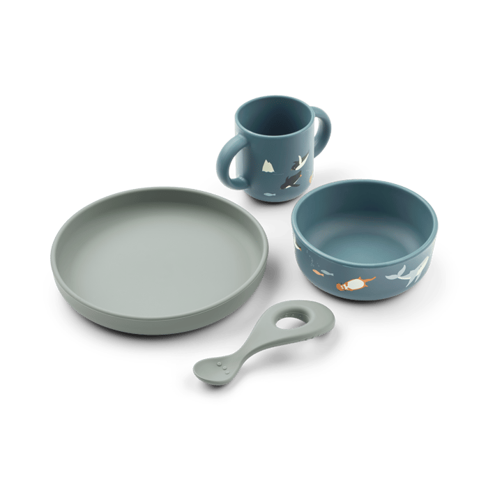 Vivi printed dinnerware set 4 pieces. - Arctic Sea-Ocean view - Liewood