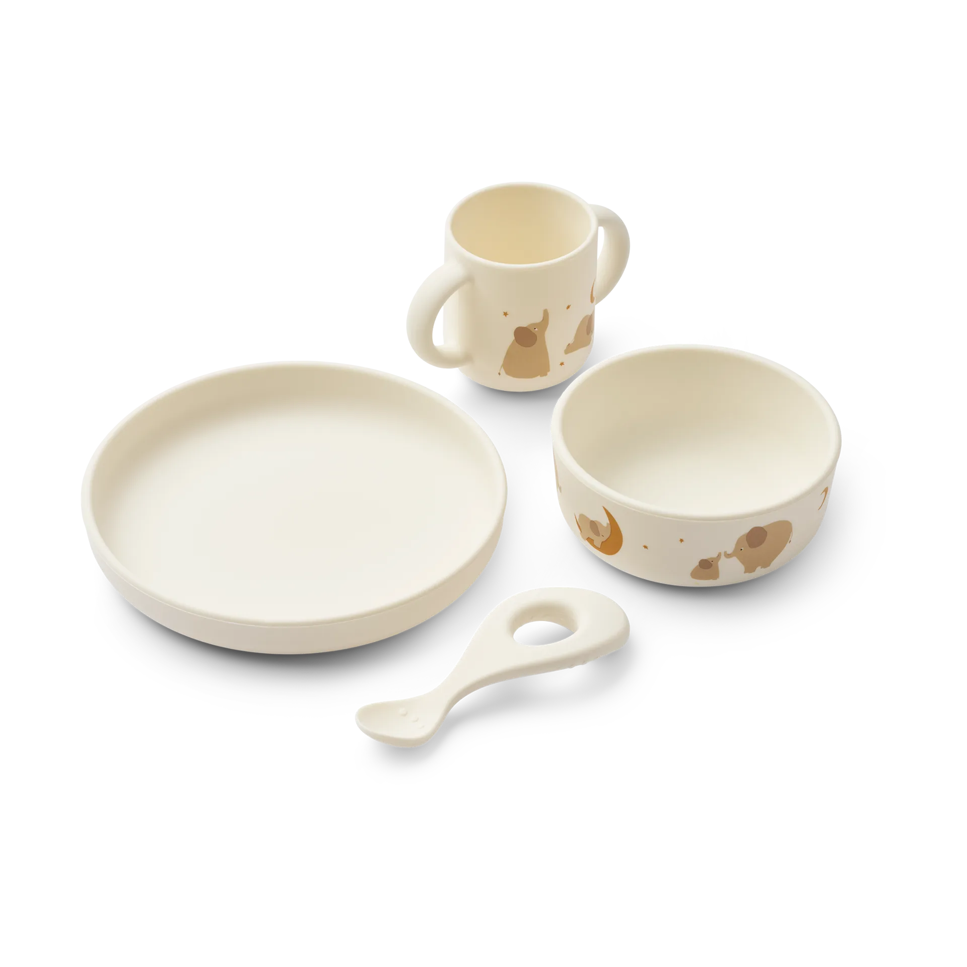 Vivi printed dinnerware set 4 pieces., Elephant-Creme de la creme Liewood