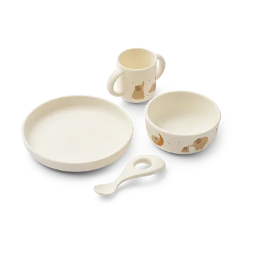 Vivi printed dinnerware set 4 pieces. - Elephant-Creme de la creme - Liewood