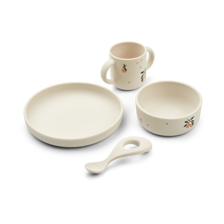Vivi printed dinnerware set 4 pieces. - Peach-Sea shell mix - Liewood