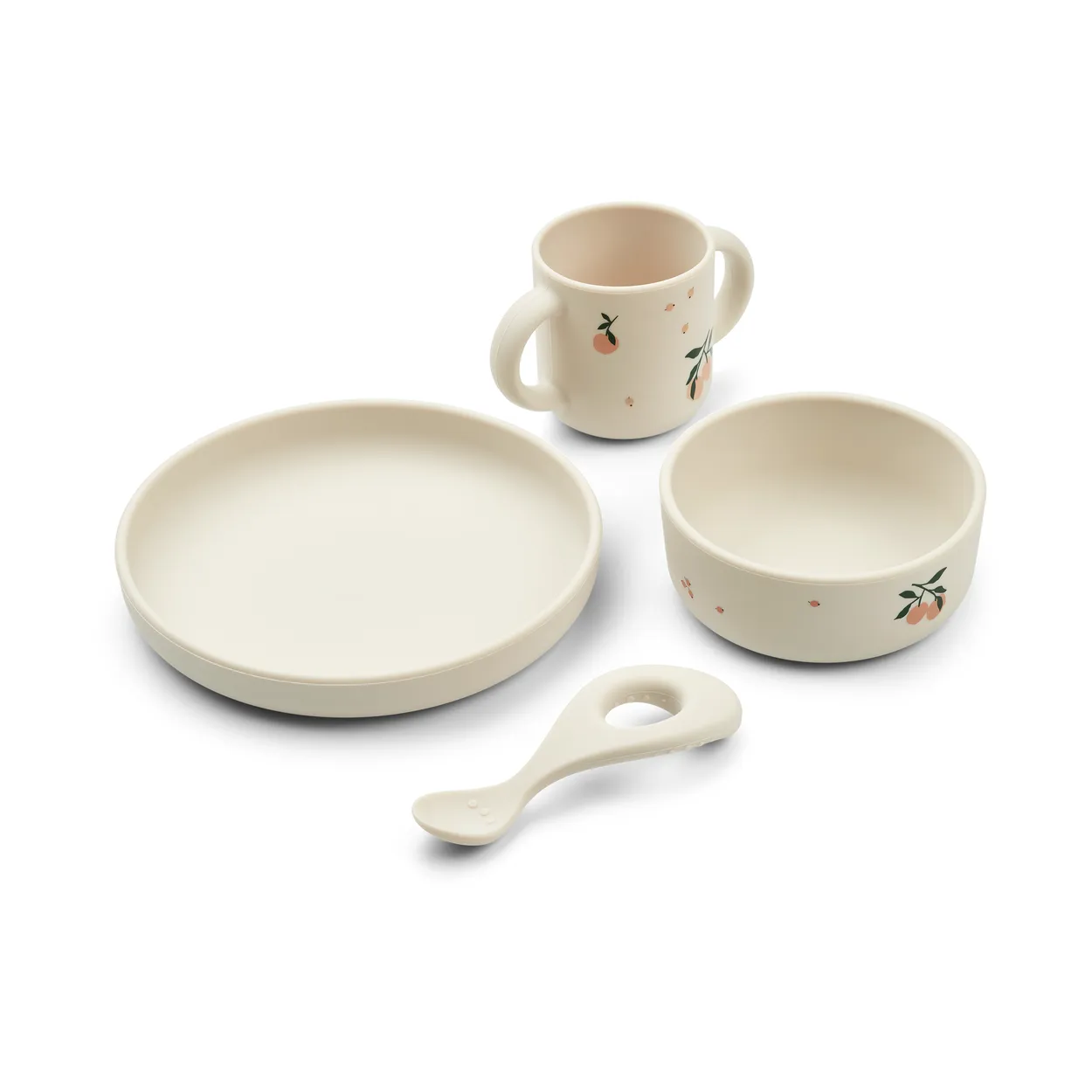Liewood Vivi printed dinnerware set 4 pieces. Peach-Sea shell mix