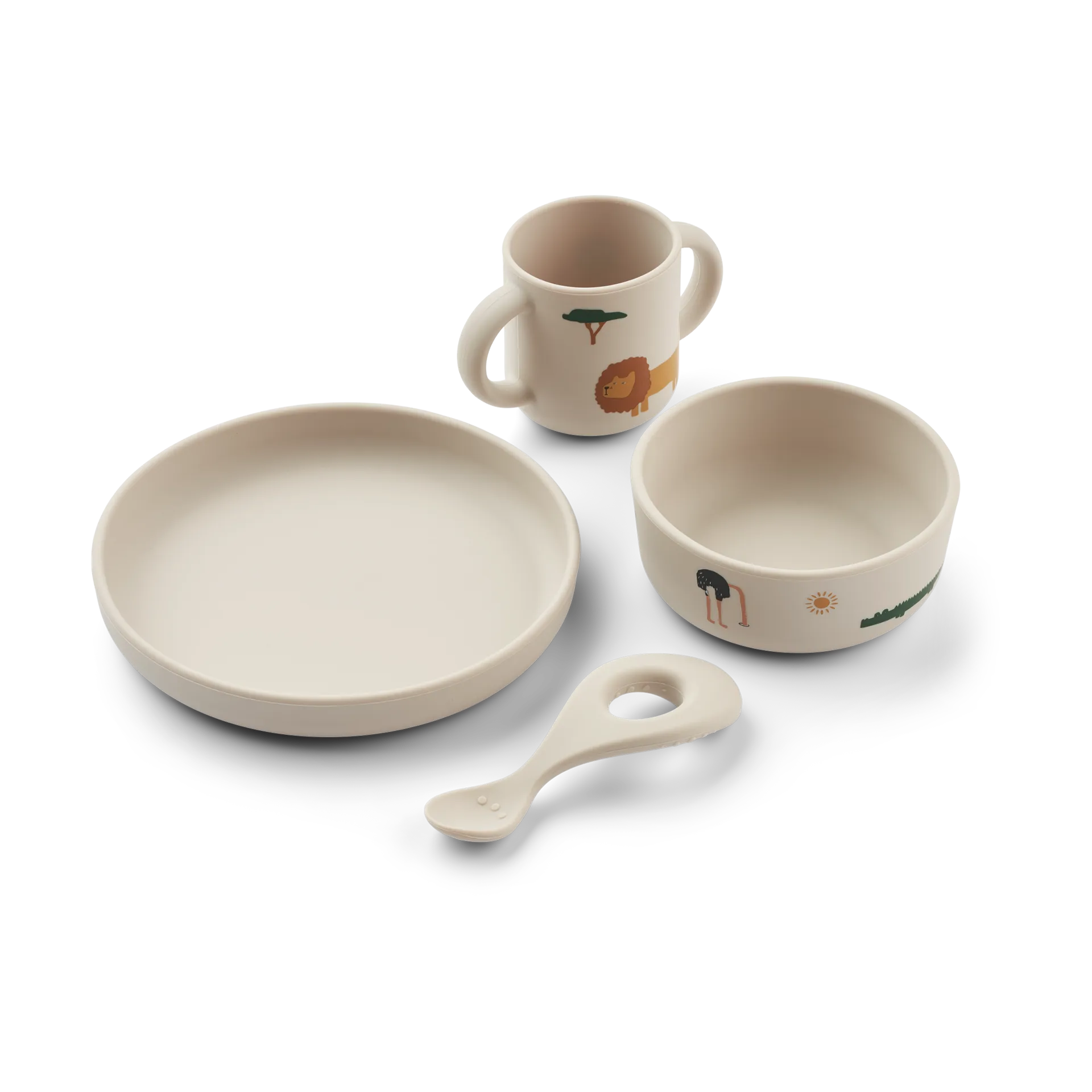 Vivi printed dinnerware set 4 pieces., Safari sandy mix Liewood