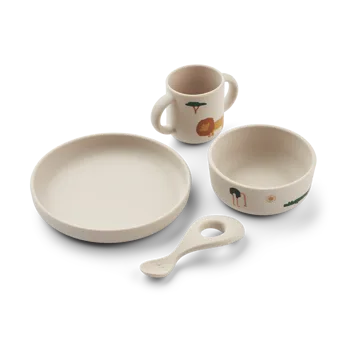 Vivi printed dinnerware set 4 pieces. - Safari sandy mix - Liewood
