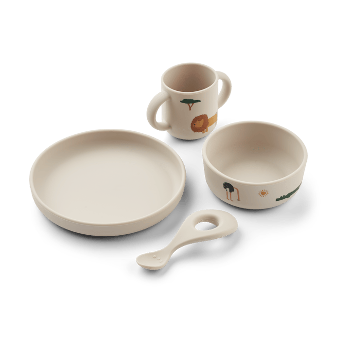 Vivi printed dinnerware set 4 pieces. - Safari sandy mix - Liewood
